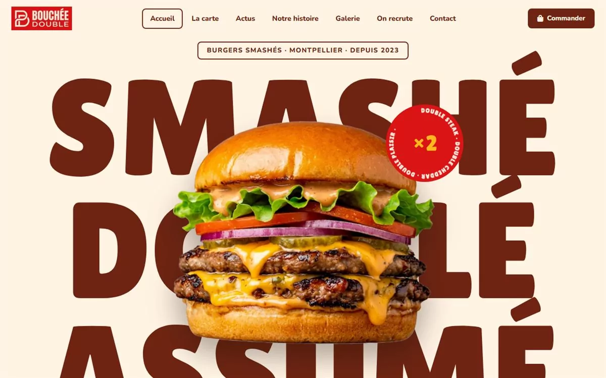 Page d'accueil du site Bouchée Double sur ordinateur