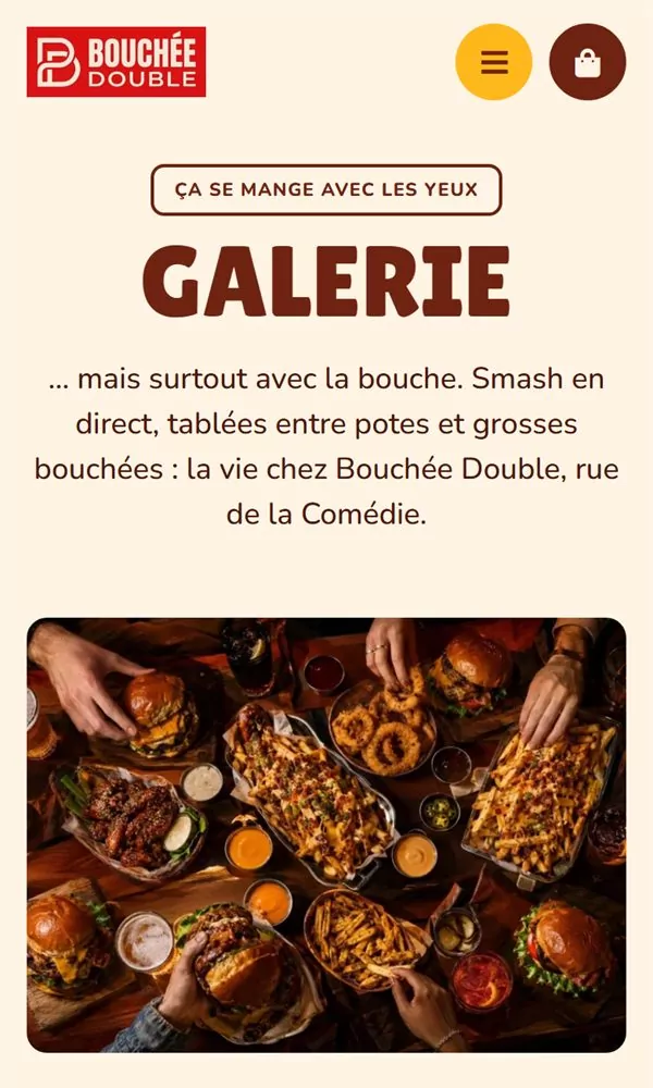 Page Galerie du site Bouchée Double sur mobile